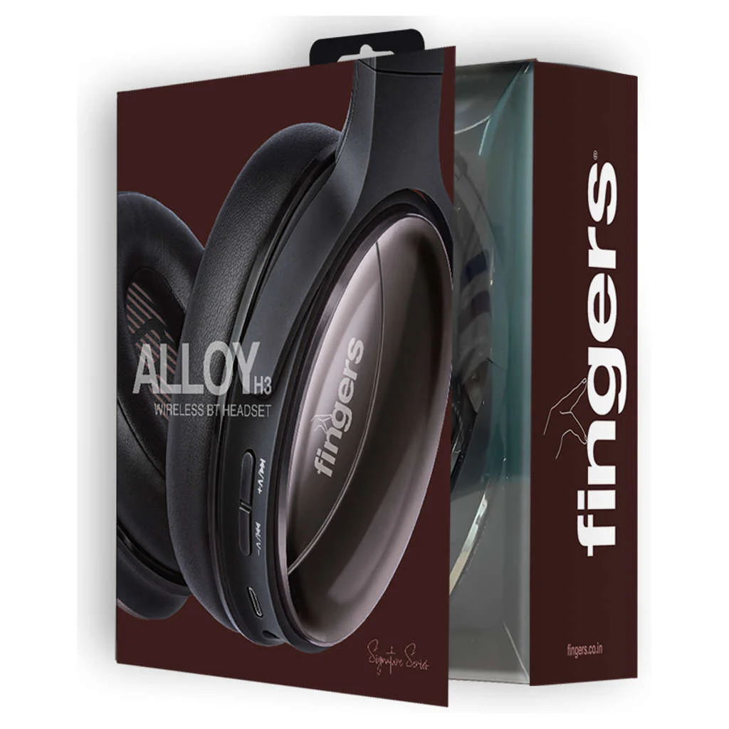 Fingers Alloy H3 Wireless Headphones Rich Black + Gun Metal - Image 4