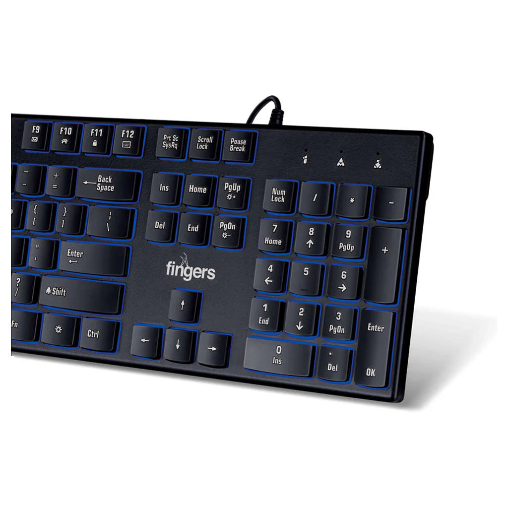 Fingers Gleaming BlueLit Wired Backlit Keyboard - Image 3
