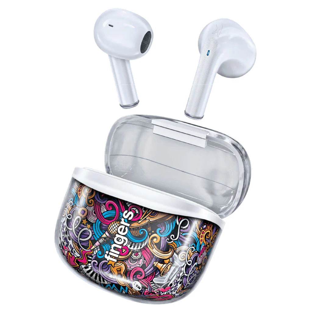Fingers Melo-Mania True Wireless Earbuds White + Musical Murals - Image 2