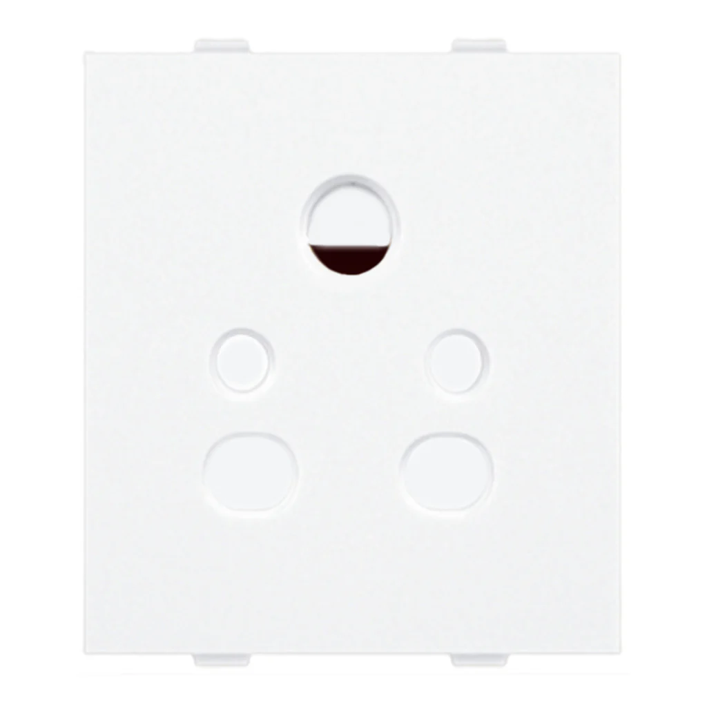 Fybros Favio 2x1 Pin Socket With Safety Shutter 2 Module 6Amp White F1042