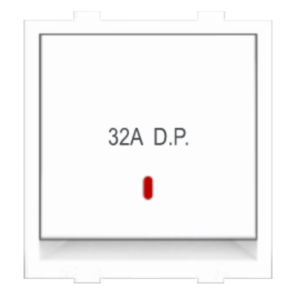 Fybros Wood-em Modular One Way DP Switch With Indicator Two Module 32Amp White W90015