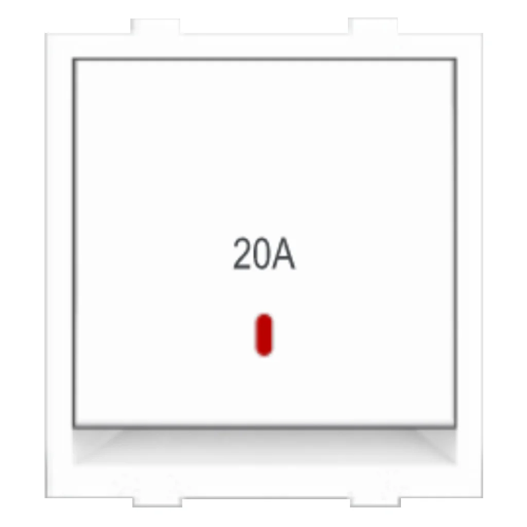 Fybros Wood-em Modular One Way Switch With Indicator Two Module 20Amp White W90014