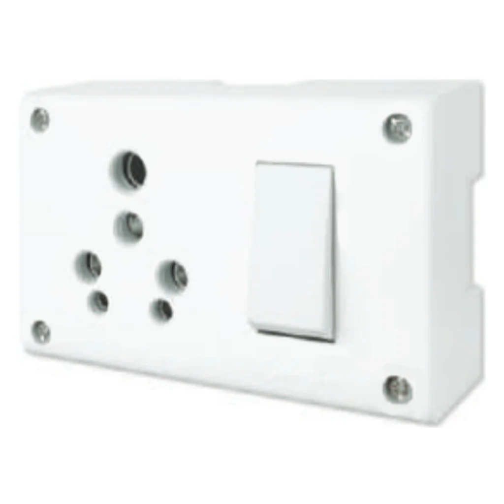 Fybros Zine 3 In 1 Universal Switch & Socket Combined Junction Box(Dolly) 8057A