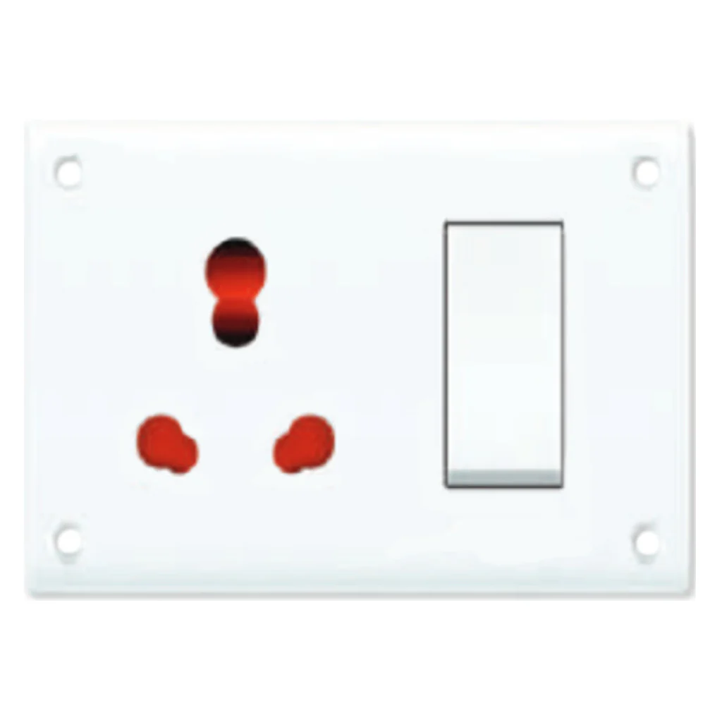 Fybros Zine 3 In 1 Universal Switch & Socket Combined With Safety Shutter 8056
