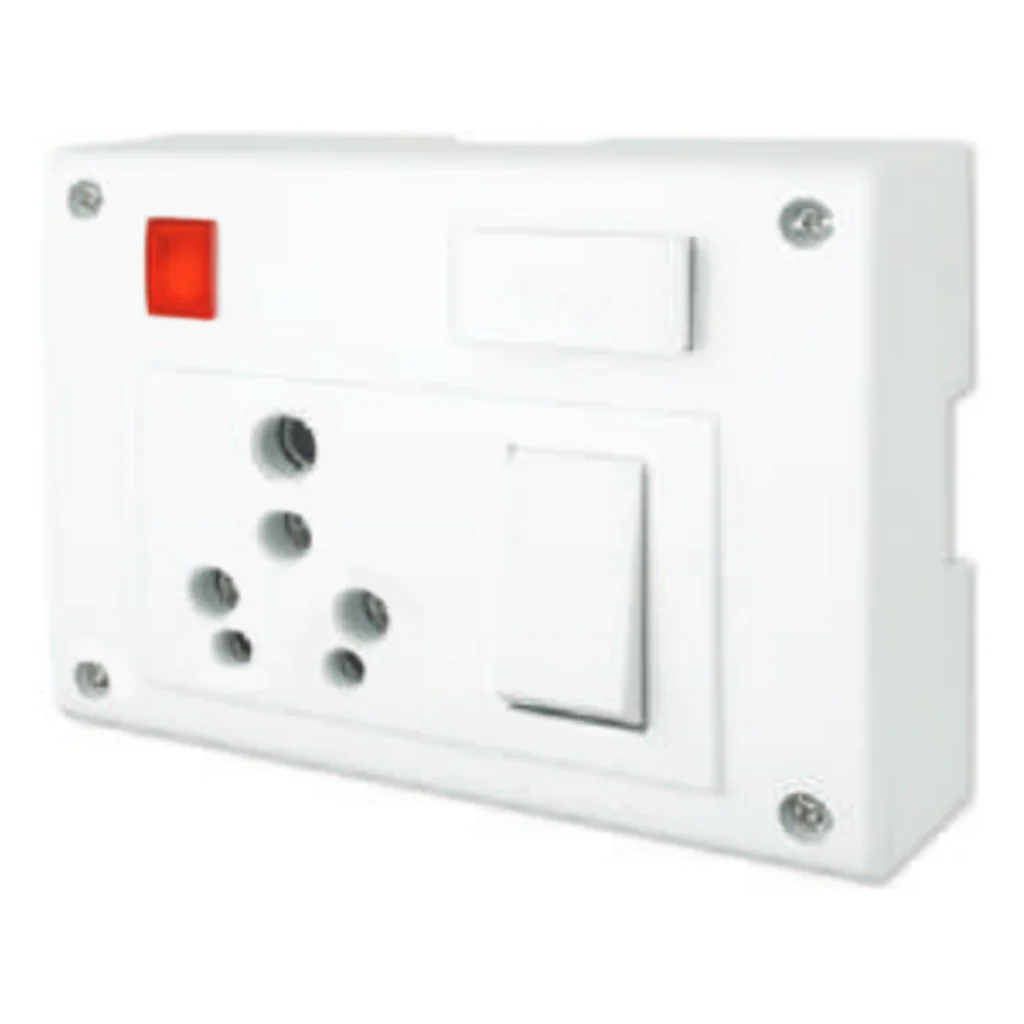 Fybros Zine 6 In 1 Universal Switch & Socket Combined With Junction Box(Dolly) 8059A