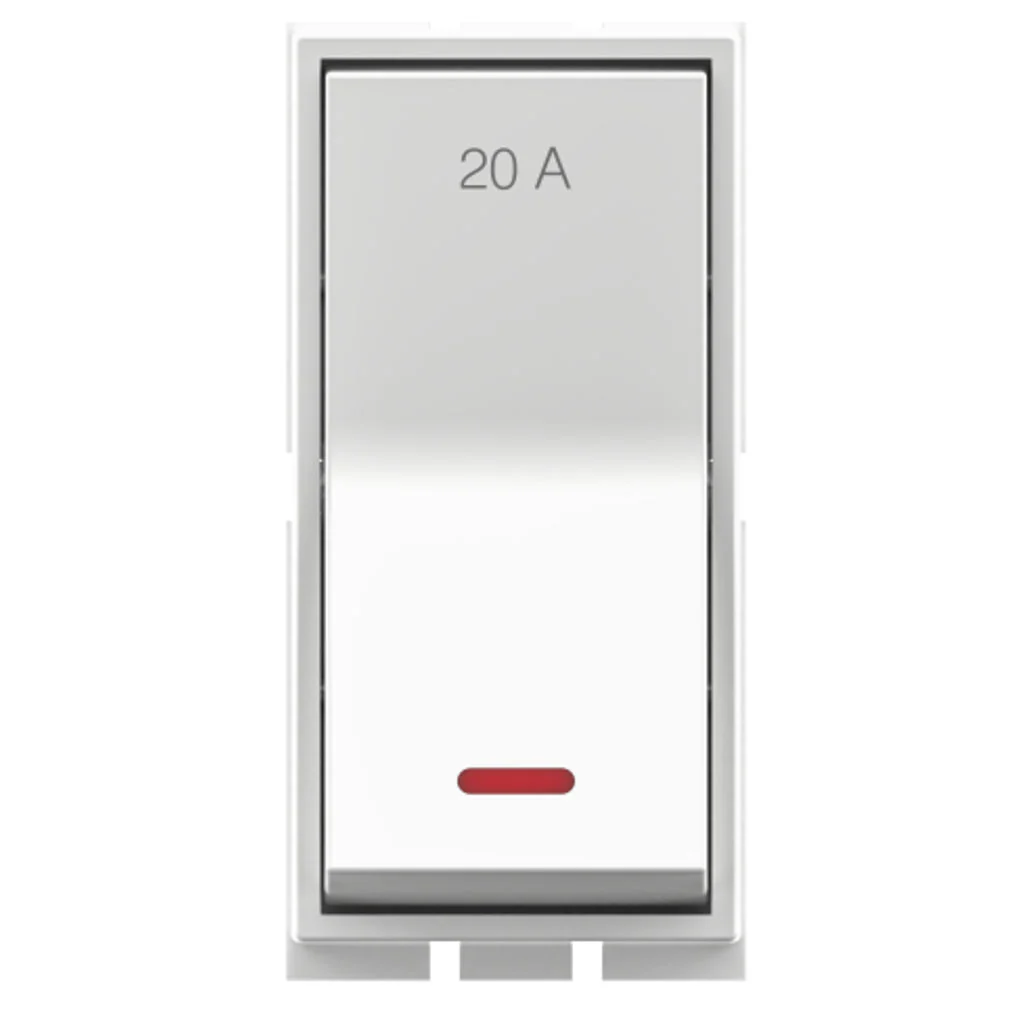 GM Axela 20A 1 Way Switch With LED Indicator Glossy White AC 1 312