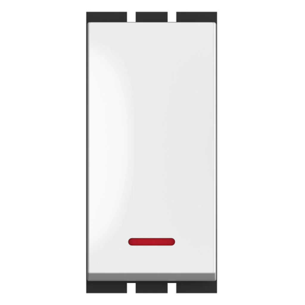 GM Axon 10AX 1 Way Switch With LED Indicator Glossy White AC 1 202