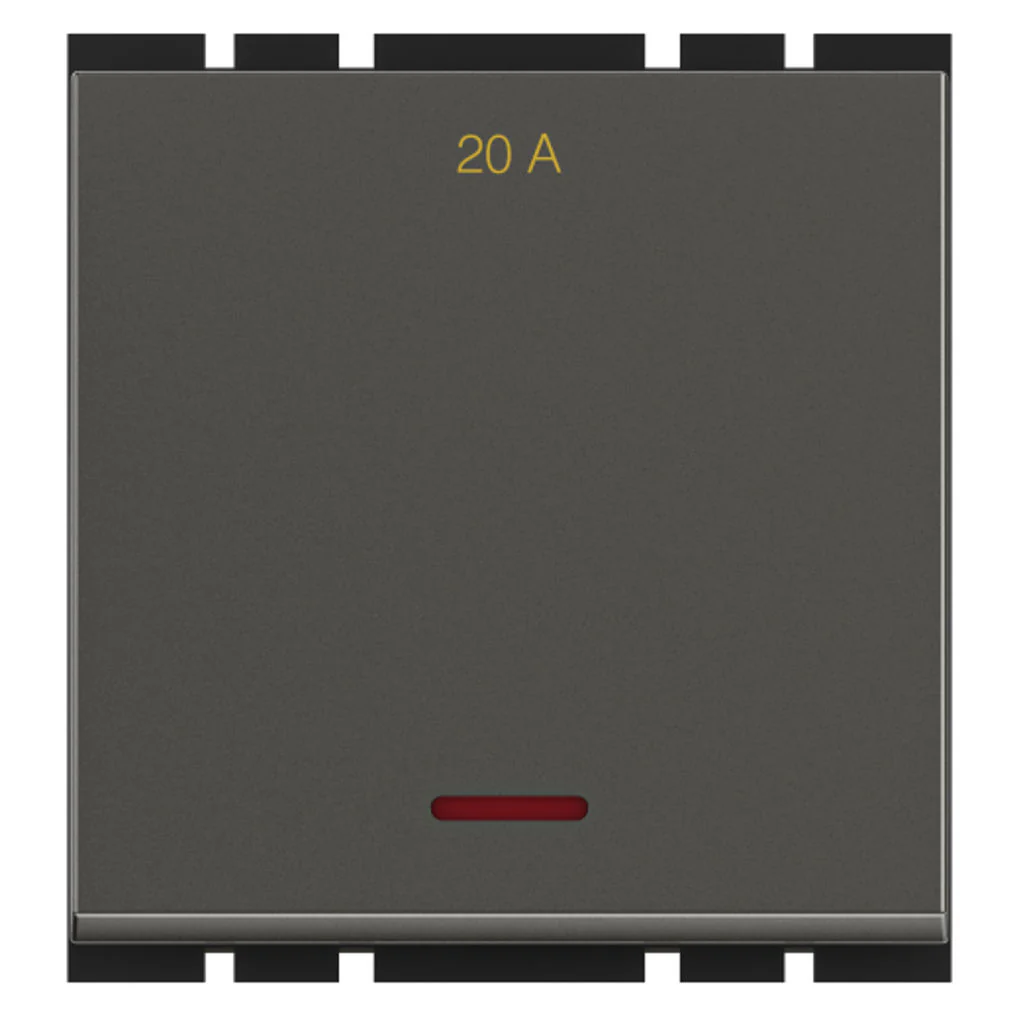 GM G-Ten Ace 20A 1 Way Switch With LED Indicator 2 Module Graphite Magnesia AC 2 015