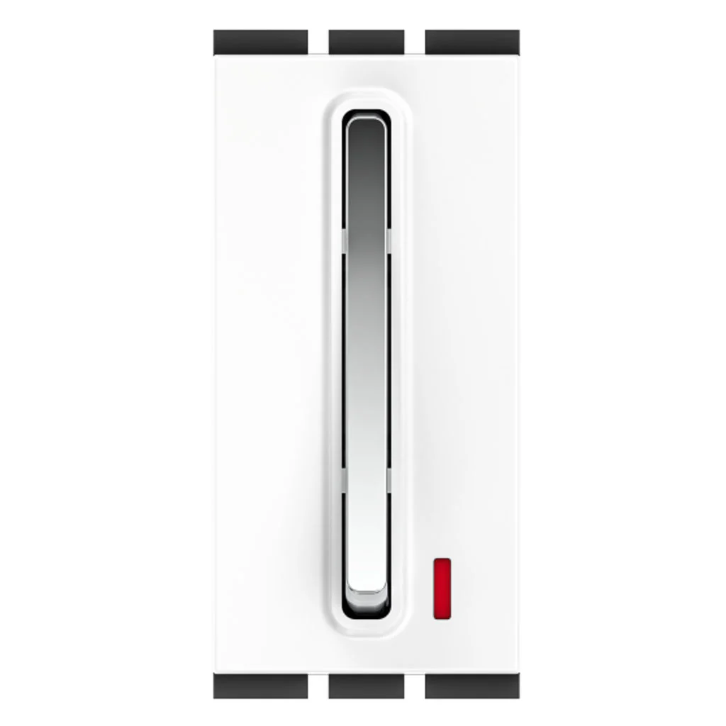 GM Stylo 10AX 1 Way Switch With LED Indicator Glossy White AC 1 362