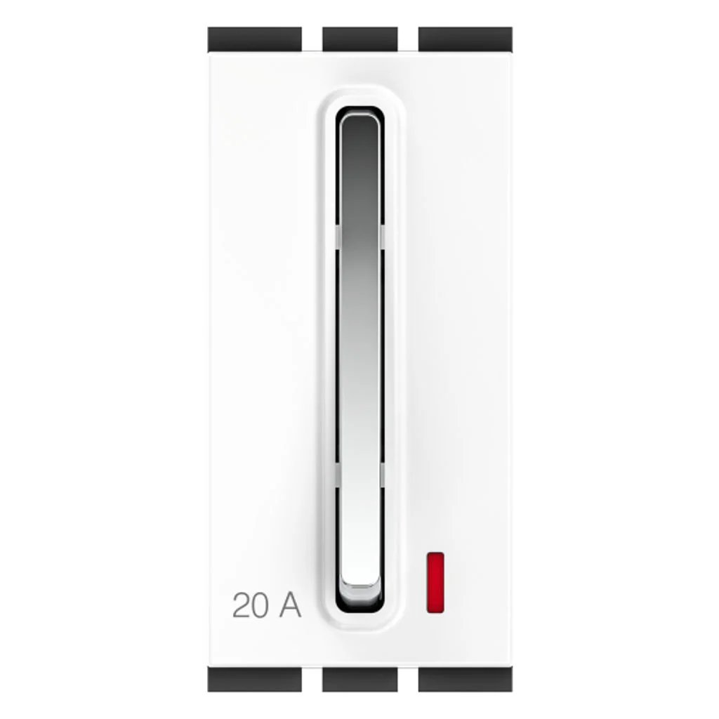 GM Stylo 20A 1 Way Switch With LED Indicator Glossy White AC 1 372