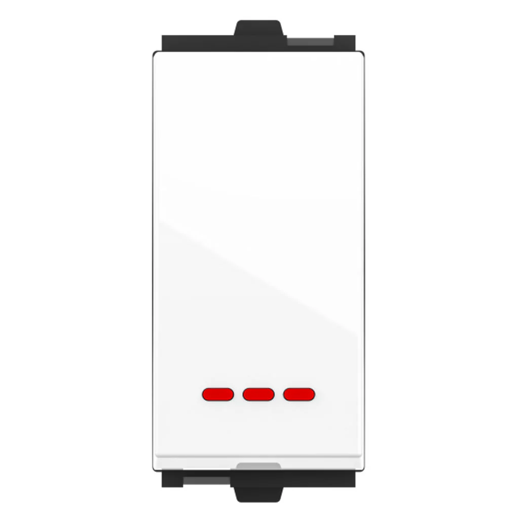GM Viva 10AX 1 Way Switch With LED Indicator Glossy White AB 1 002