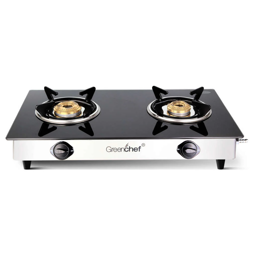 Greenchef Elite Auto Ignition Glass Top Gas Stove 2 Burner