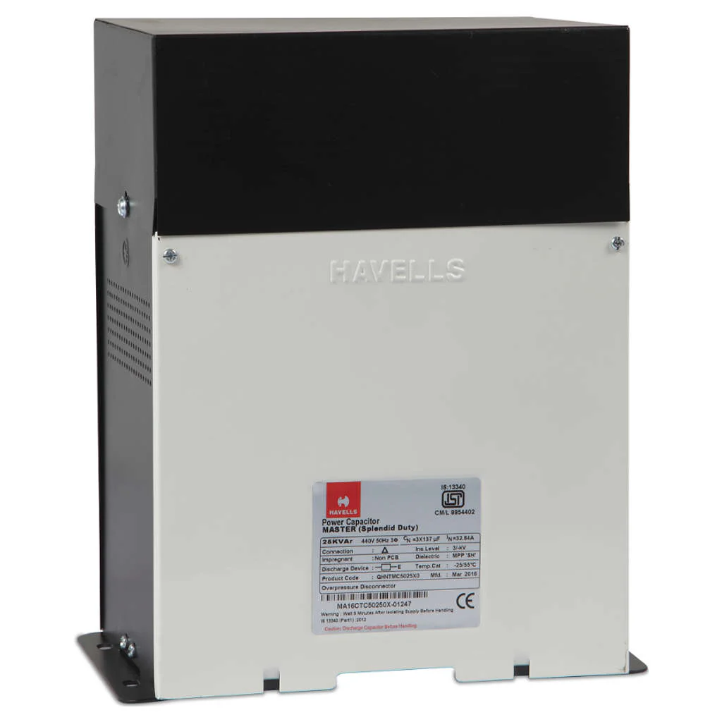 Havells Master Delta Connection Splendid Duty Square Capacitor 3 Phase 10kVAr QHNTMC5010X0