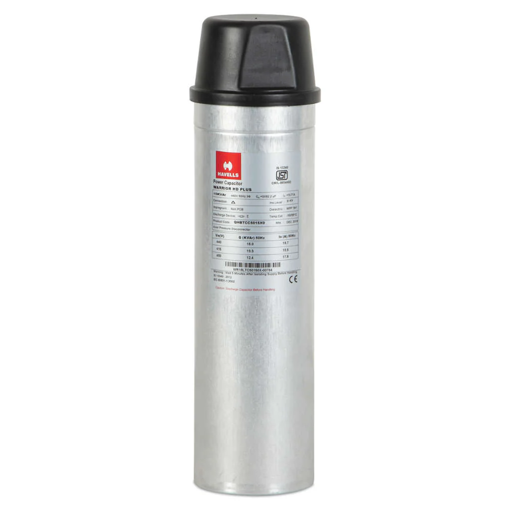 Havells Warrior Super Heavy Duty Plus Cylindrical Capacitor With Resin Filled 3 Phase 20kVAr 525V AC QHBTCF5020X0