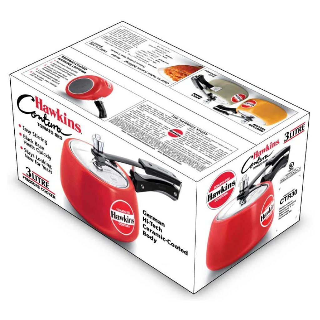 Hawkins Ceramic Coated Contura Pressure Cooker 3 Litre Tomato Red CTR 30 - Image 3
