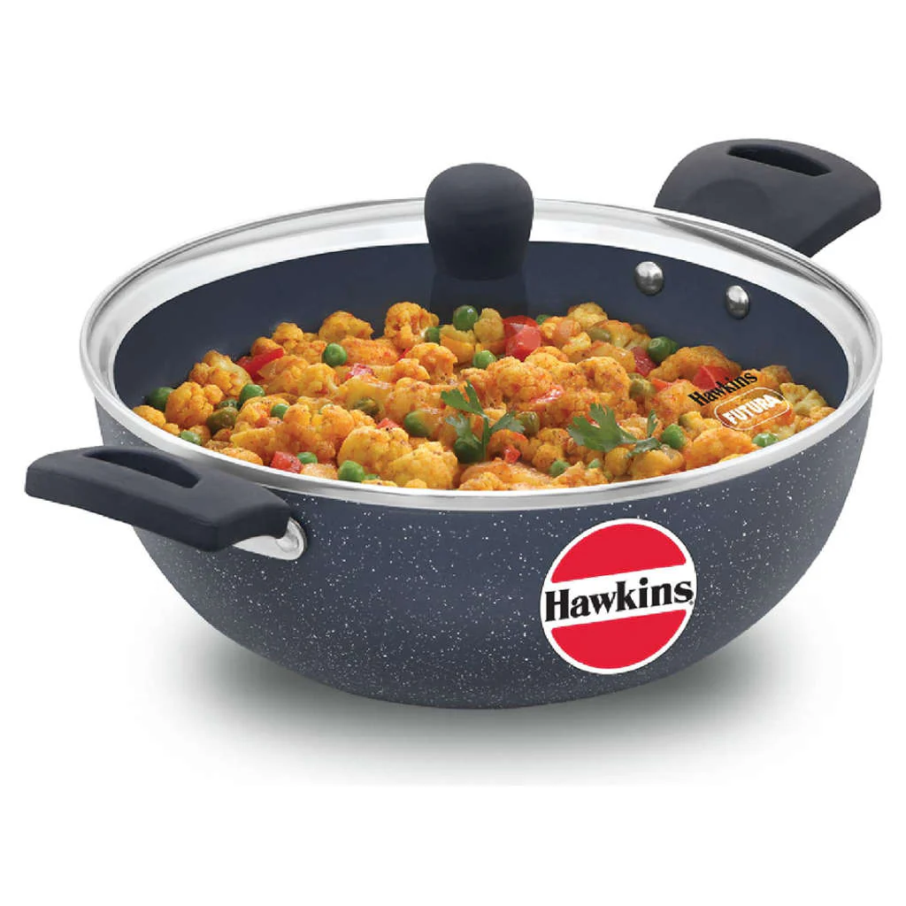 Hawkins Ceramic Nonstick Deep Kadai With Lid 3.5 Litre ICK 35G