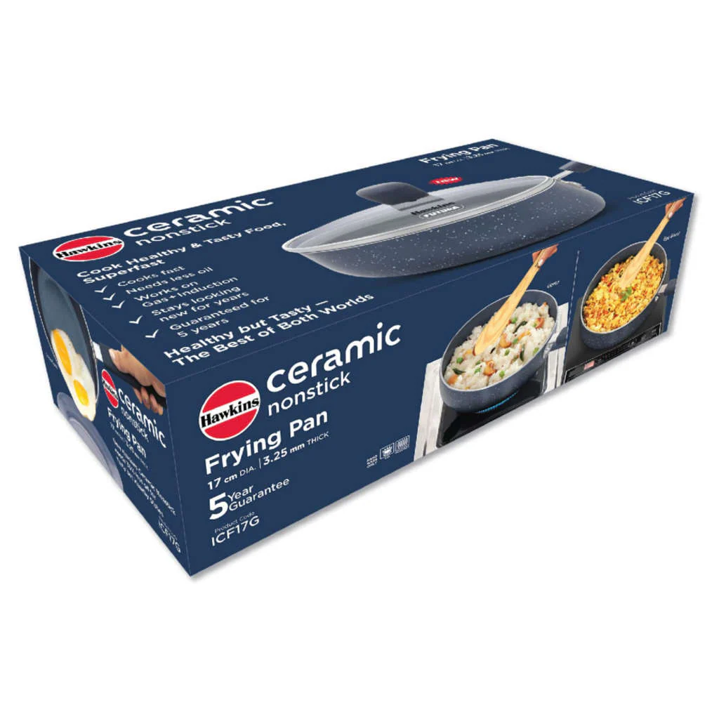 Hawkins Ceramic Nonstick Frying Pan With Lid 16 cm ICF 16G - Image 2
