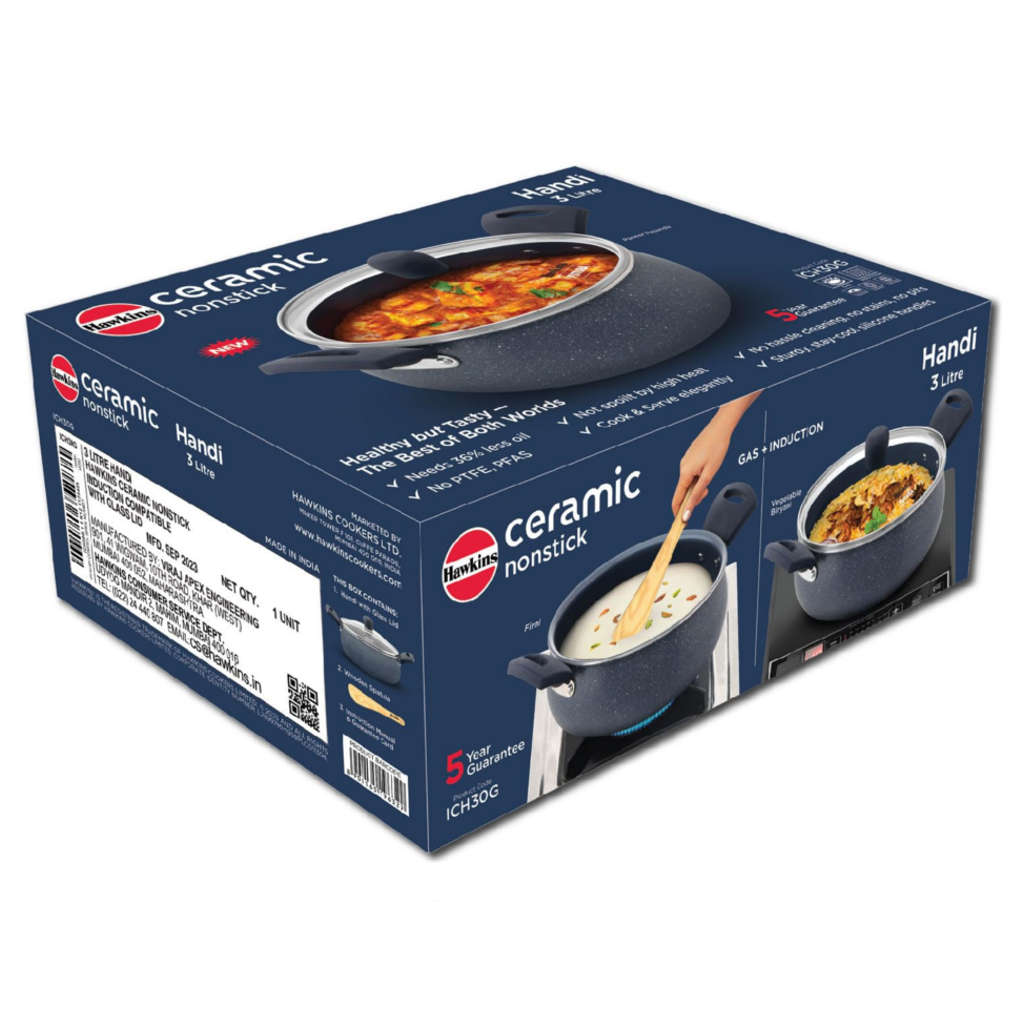 Hawkins Ceramic Nonstick Handi With Lid 3 Litre ICH 30G - Image 2