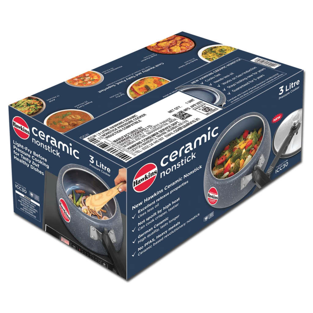 Hawkins Ceramic Nonstick Pressure Cooker 3 Litre ICC 30 - Image 2