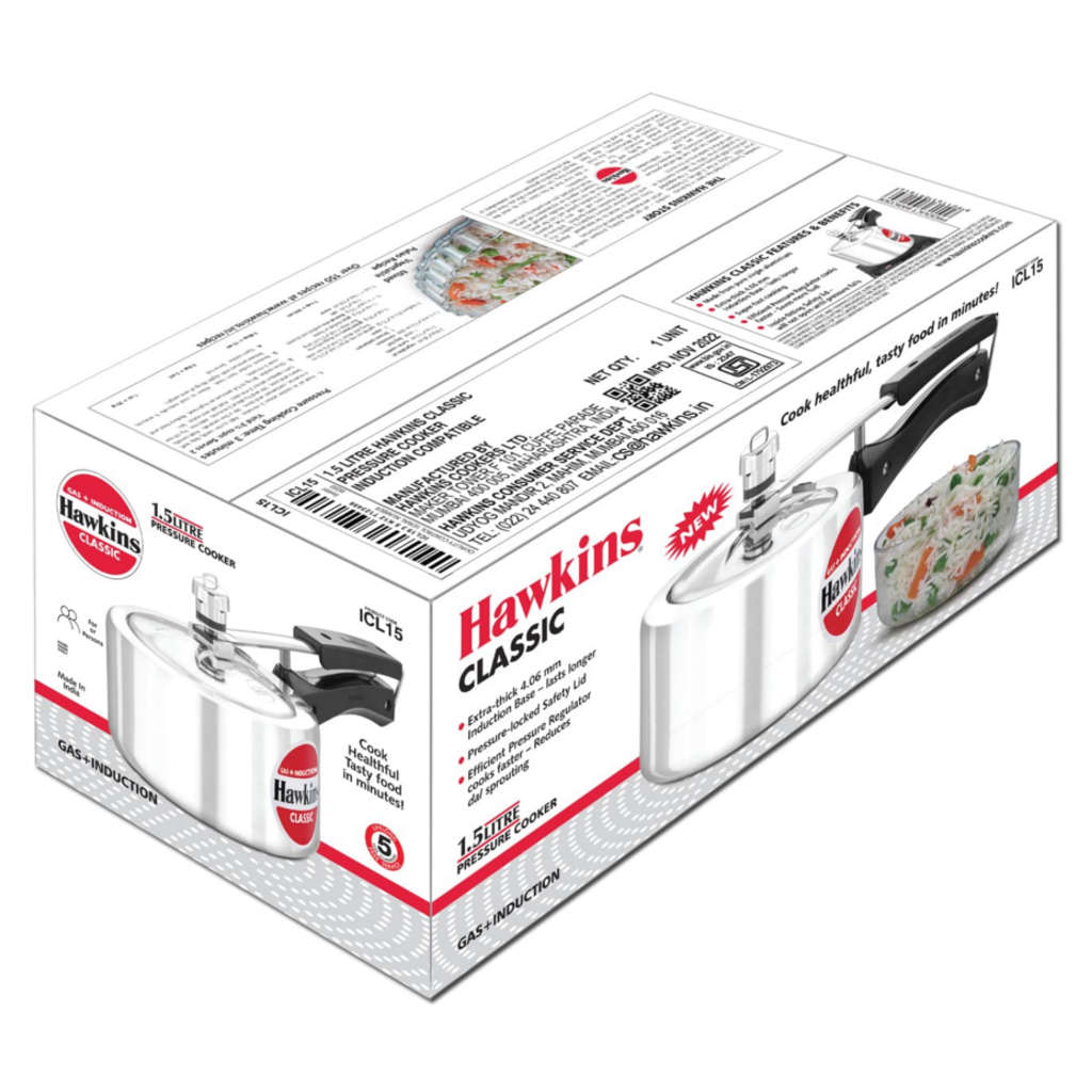 Hawkins Classic Pressure Cooker 1.5 Litre ICL 15 - Image 3