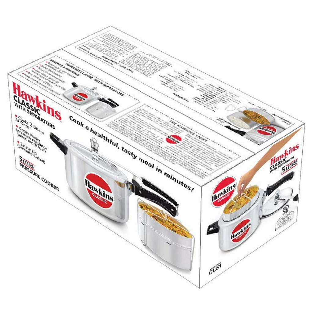Hawkins Classic Pressure Cooker With Aluminium Separator 5 Litre CL 51 - Image 2