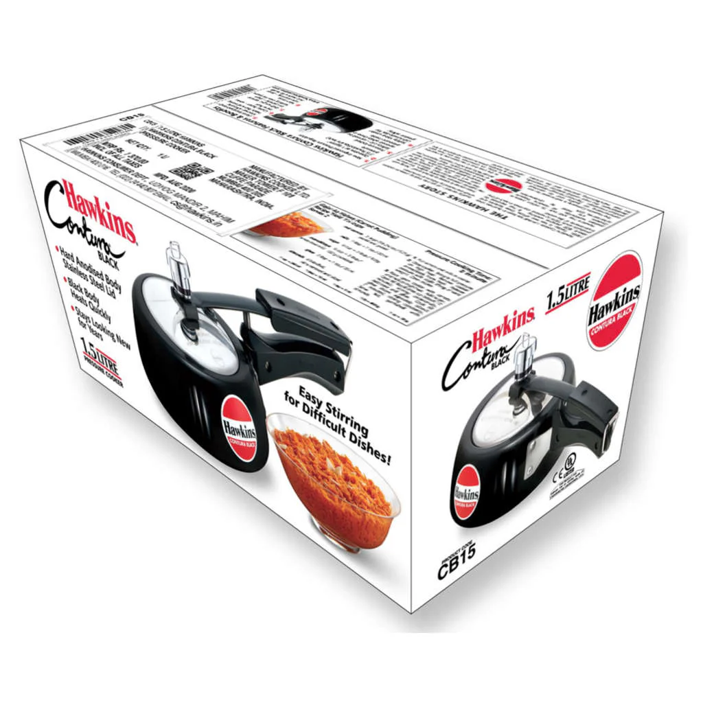 Hawkins Contura Black Pressure Cooker 1.5 Litre CB 15 - Image 2