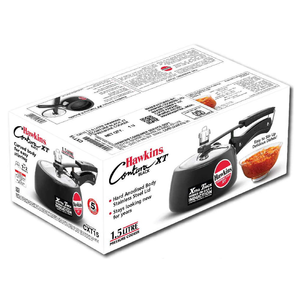 Hawkins Contura Black XT Pressure Cooker 1.5 Litre CXT 15 - Image 3