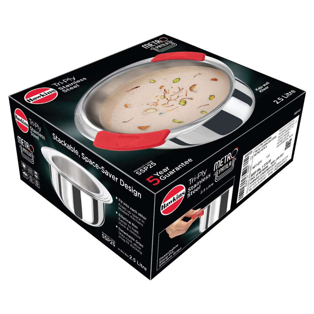 Hawkins Metro Tri-Ply Stainless Steel Patila Without Lid 2.5 Litre SSP 25 - Image 3