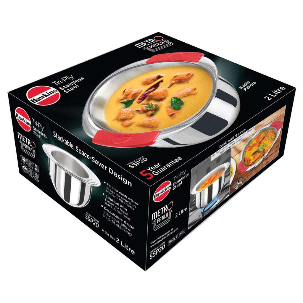 Hawkins Metro Tri-Ply Stainless Steel Patila Without Lid 2 Litre SSP 20 - Image 3