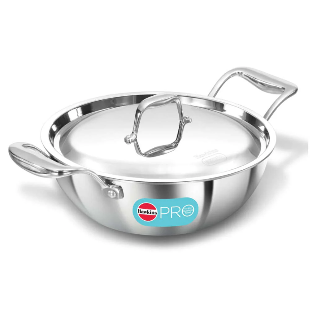 Hawkins Pro Tri-Ply Stainless Steel Deep Fry Pan With Lid PSK 25S