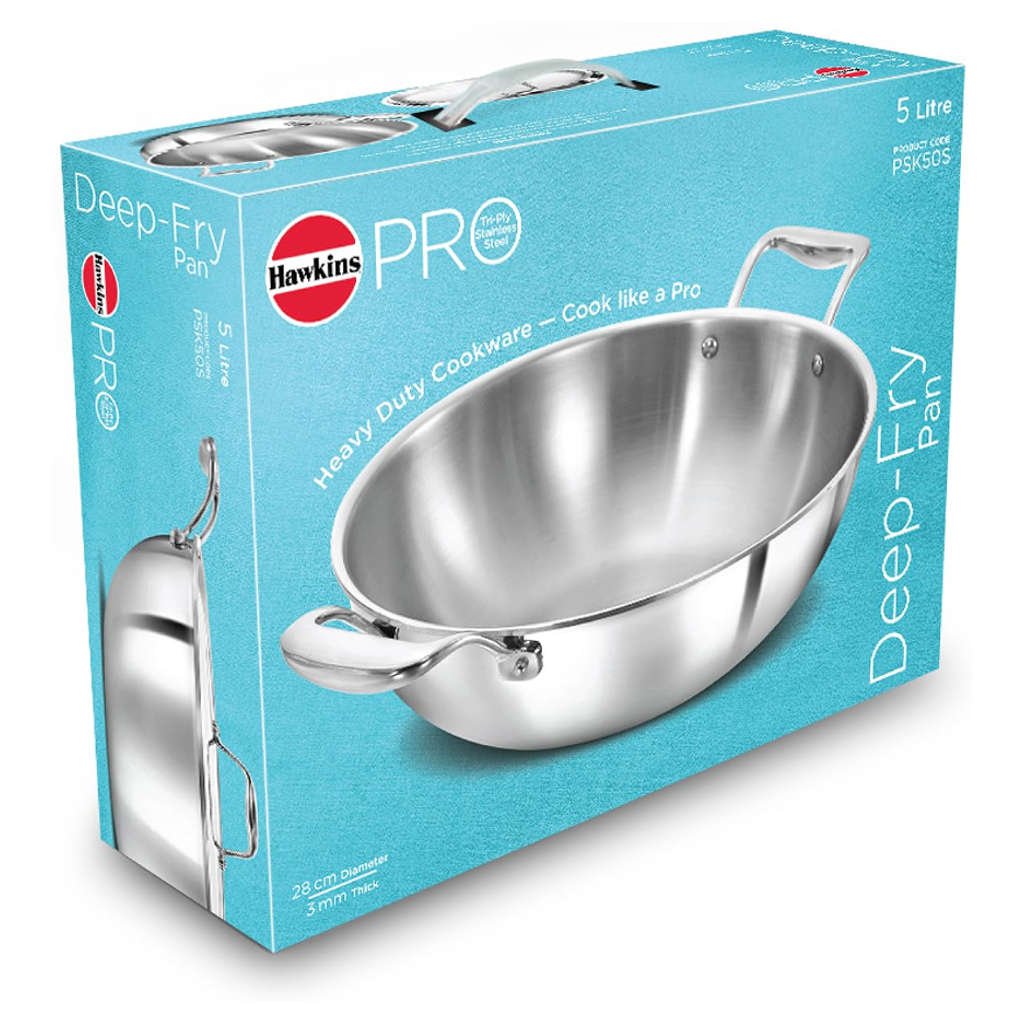 Hawkins Pro Tri-Ply Stainless Steel Deep Fry Pan With Lid PSK 50S - Image 3