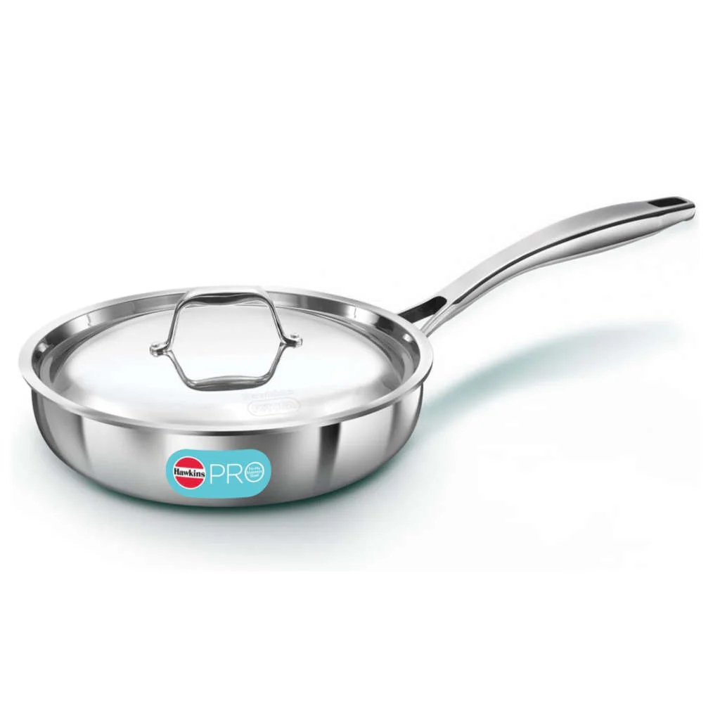 Hawkins Pro Tri-Ply Stainless Steel Frying Pan With Lid PSF 22S