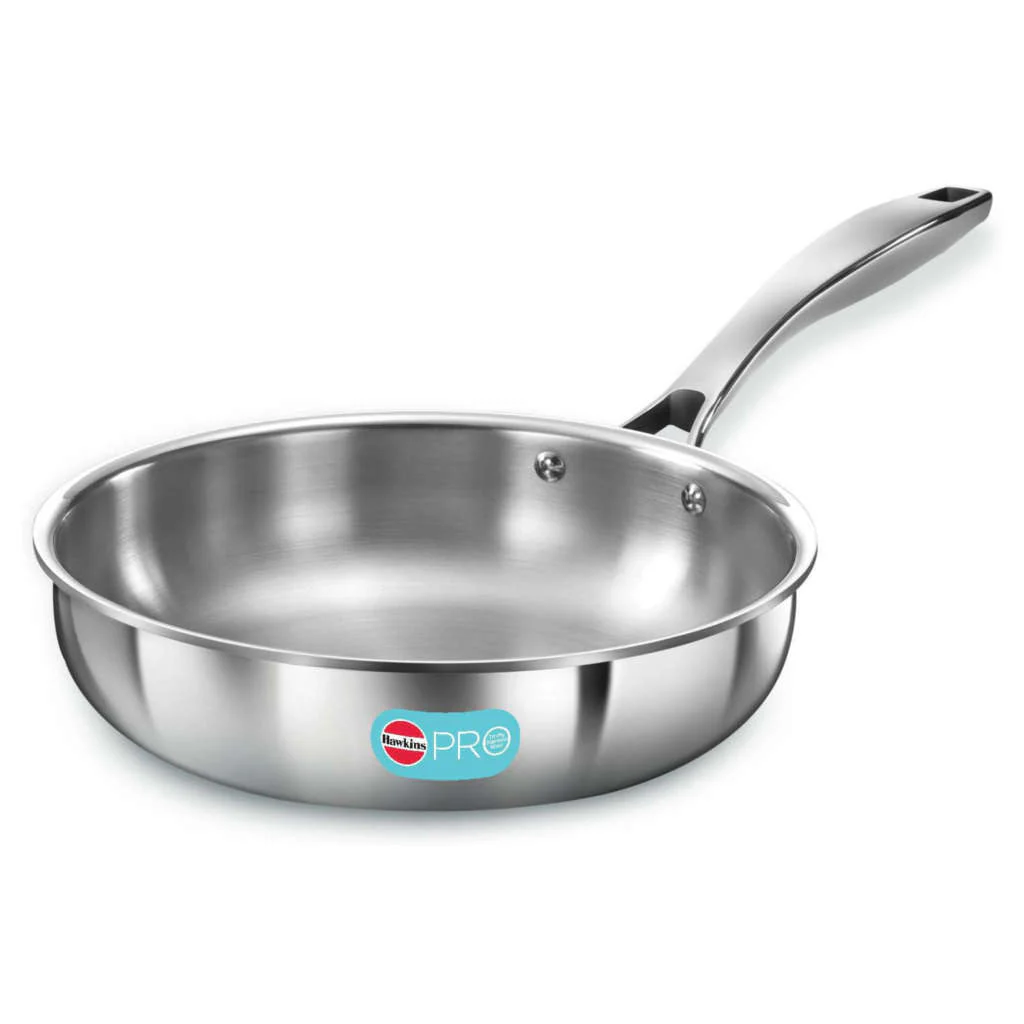 Hawkins Pro Tri-Ply Stainless Steel Frying Pan Without Lid PSF 22