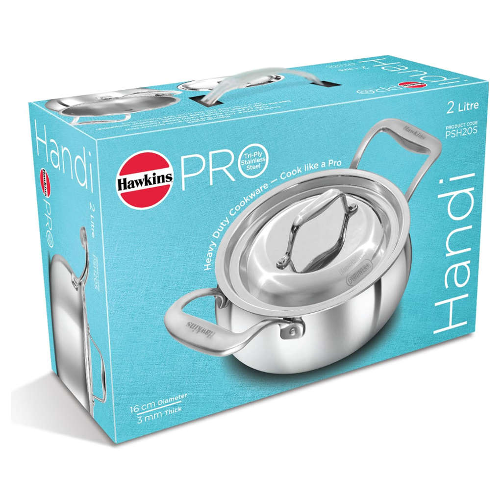 Hawkins Pro Tri-Ply Stainless Steel Handi With Lid PSH 20S - Image 3