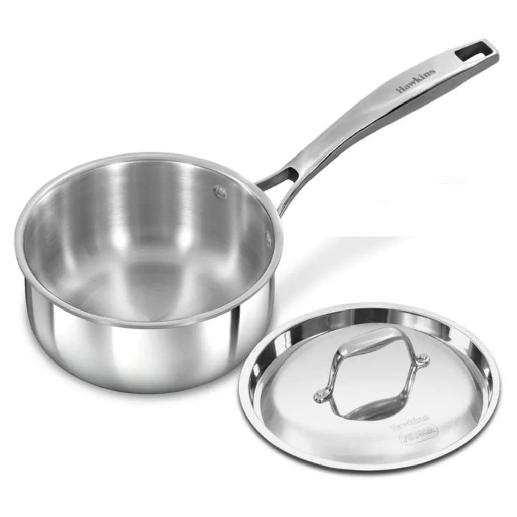 Hawkins Pro Tri-Ply Stainless Steel Sauce Pan With Lid PSSP 15S - Image 2