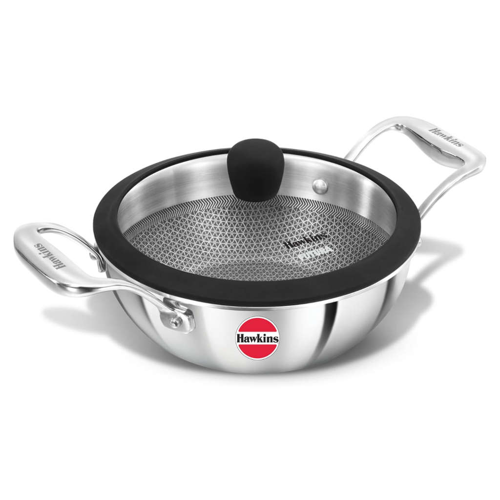 Hawkins Pro Tri-Ply Stainless Steel Shielded Nonstick Deep Fry Pan With Lid PSNK15G