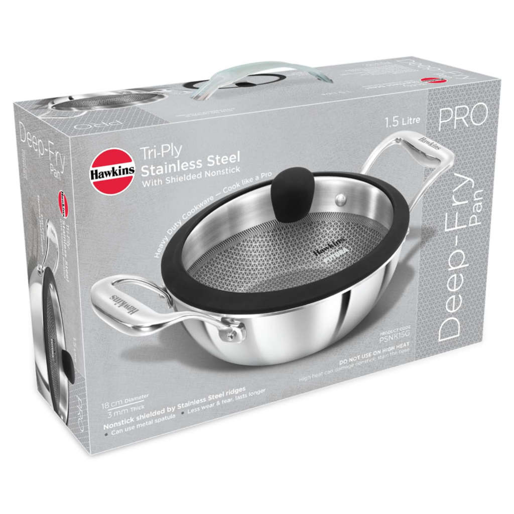 Hawkins Pro Tri-Ply Stainless Steel Shielded Nonstick Deep Fry Pan With Lid PSNK15G - Image 2