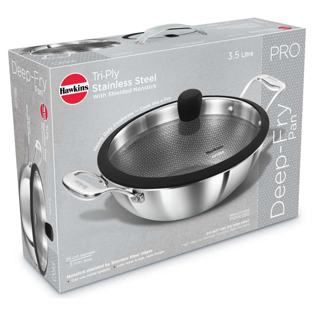 Hawkins Pro Tri-Ply Stainless Steel Shielded Nonstick Deep Fry Pan With Lid PSNK35G - Image 2