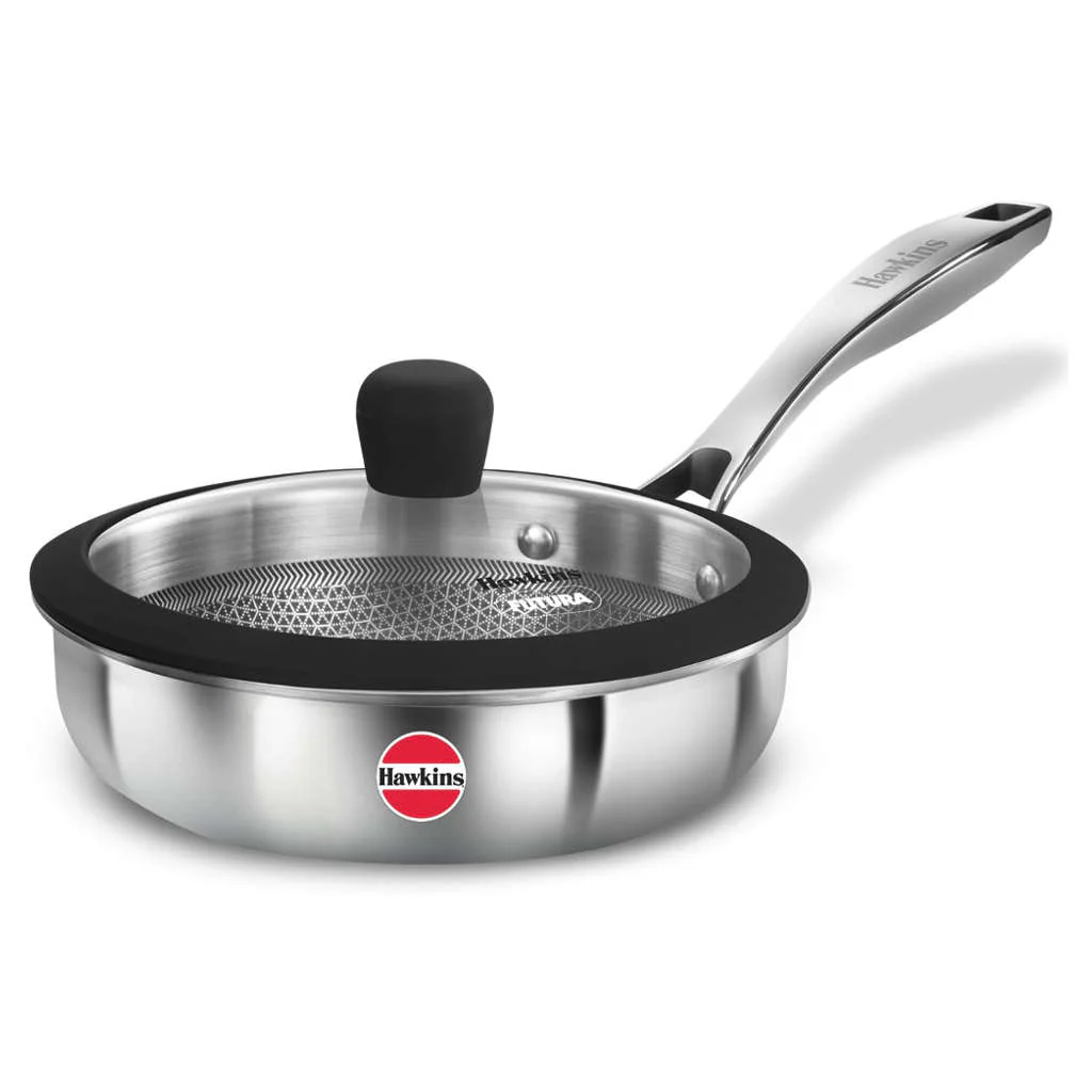 Hawkins Pro Tri-Ply Stainless Steel Shielded Nonstick Fry Pan With Lid PSNF 18G