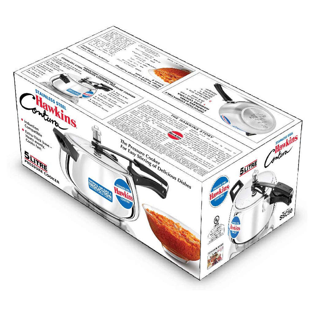 Hawkins Stainless Steel Contura Pressure Cooker 5 Litre SSC 50 - Image 2