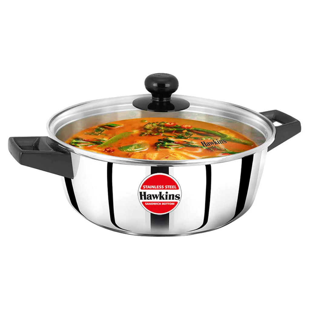 Hawkins Stainless Steel Cook N Serve Casserole With Glass Lid 3 Litre SSCB 30G
