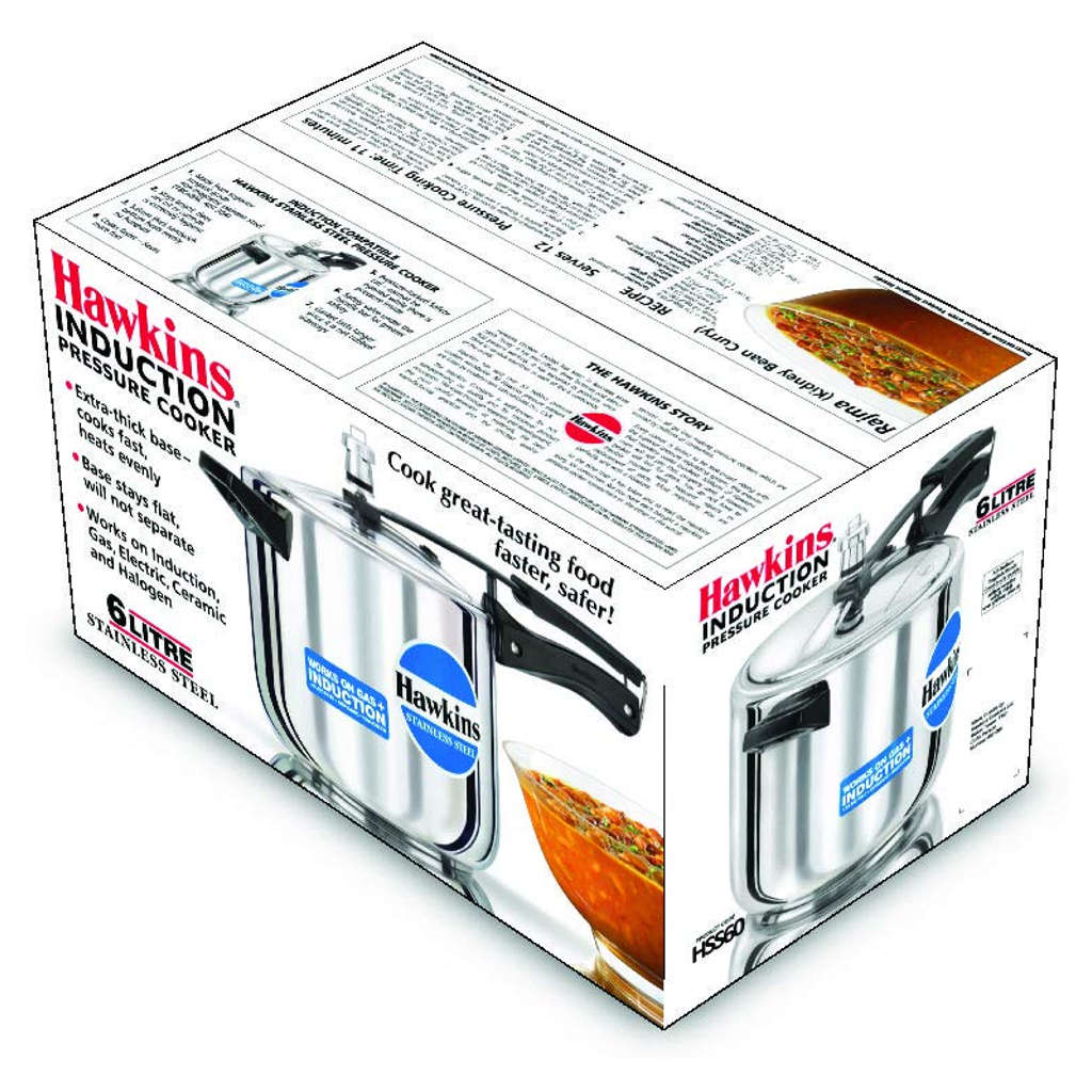 Hawkins Stainless Steel Pressure Cooker 6 Litre HSS 60 - Image 2