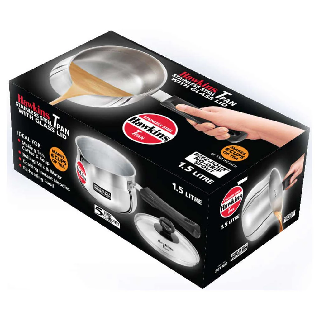 Hawkins Stainless Steel Tea Pan With Lid 1.5 Litre SST 15G - Image 2