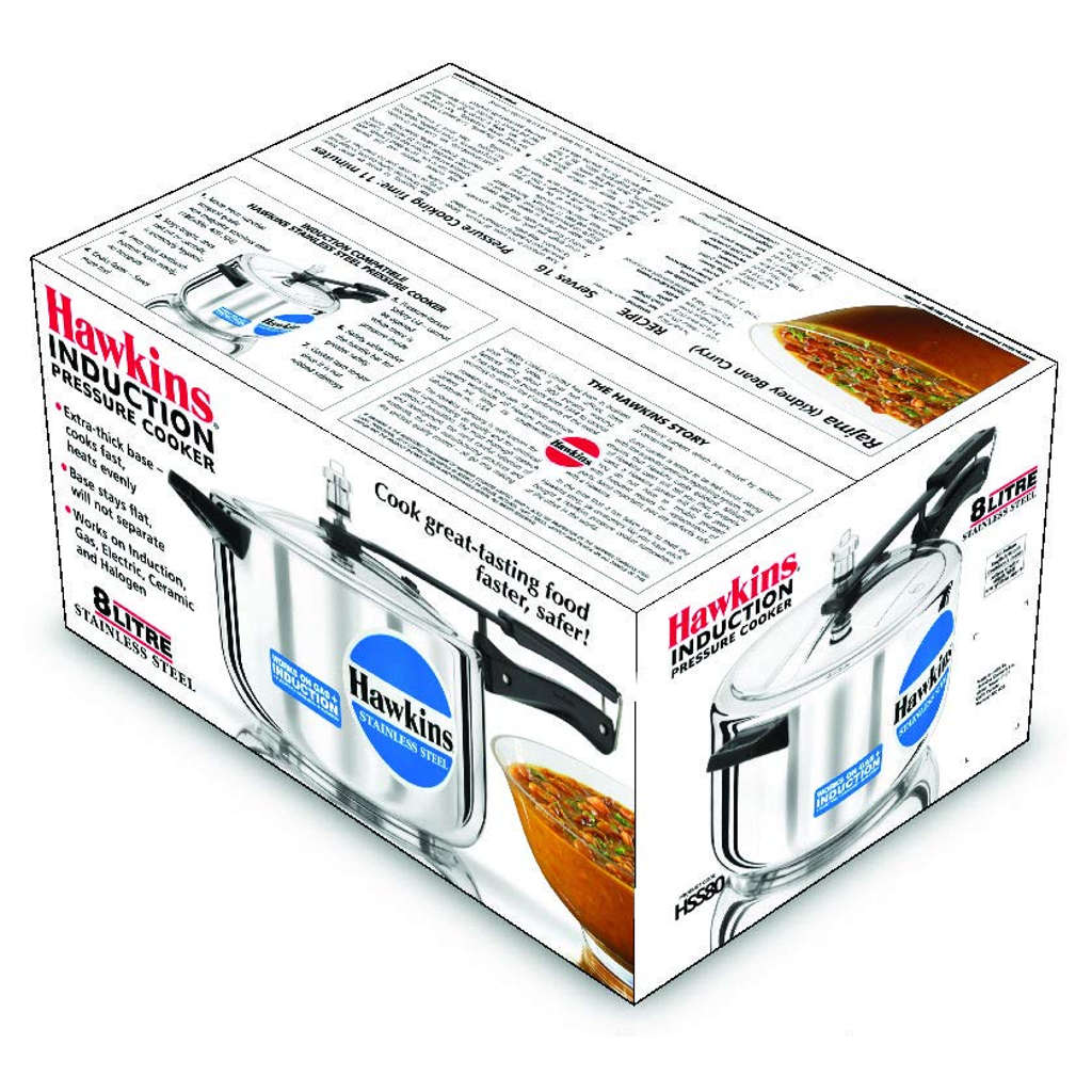 Hawkins Stainless Steel Wide Pressure Cooker 8 Litre HSS 80 - Image 2