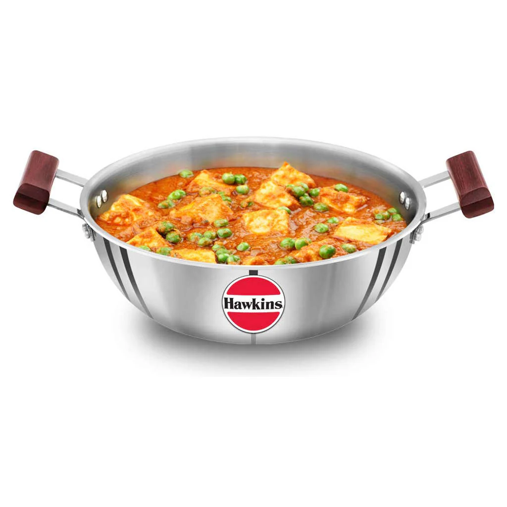 Hawkins Tri-Ply Stainless Steel Deep Kadai Without Lid 4 Litre SSK 40