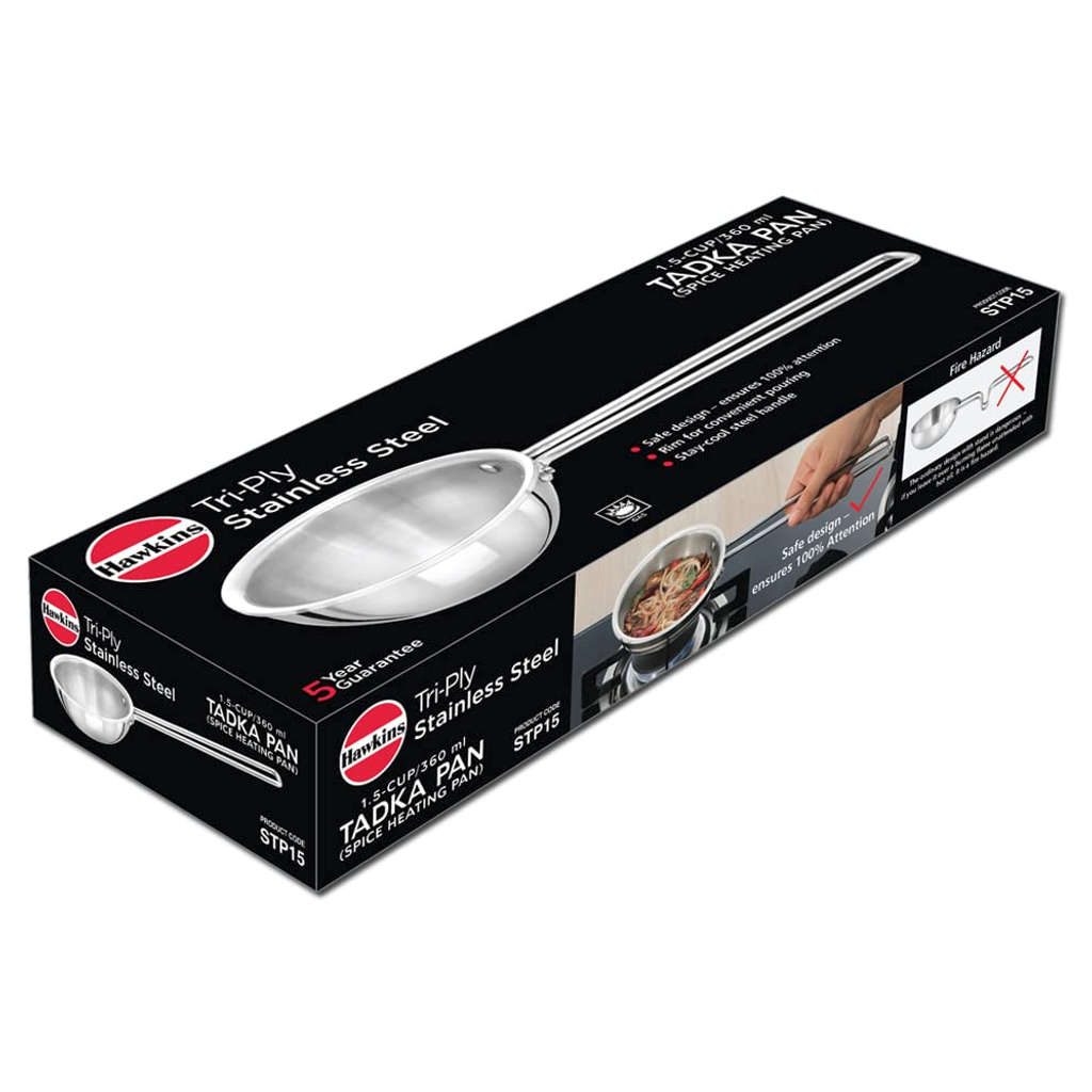 Hawkins Tri-Ply Stainless Steel Tadka Pan 1.5 Cup STP 15 - Image 2