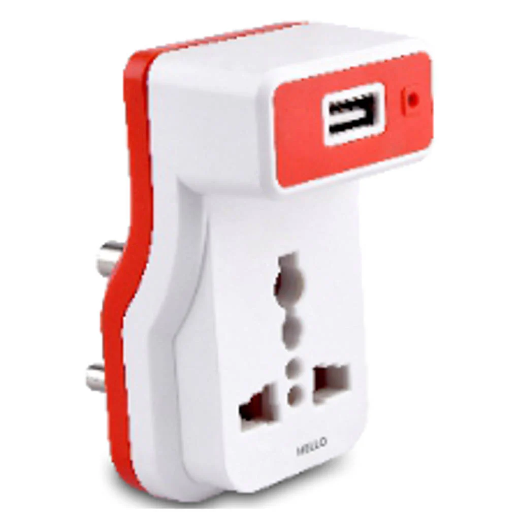 Hello X1 Series Dual International Socket With USB Adaptor & Indicator 3 Pin HMP11