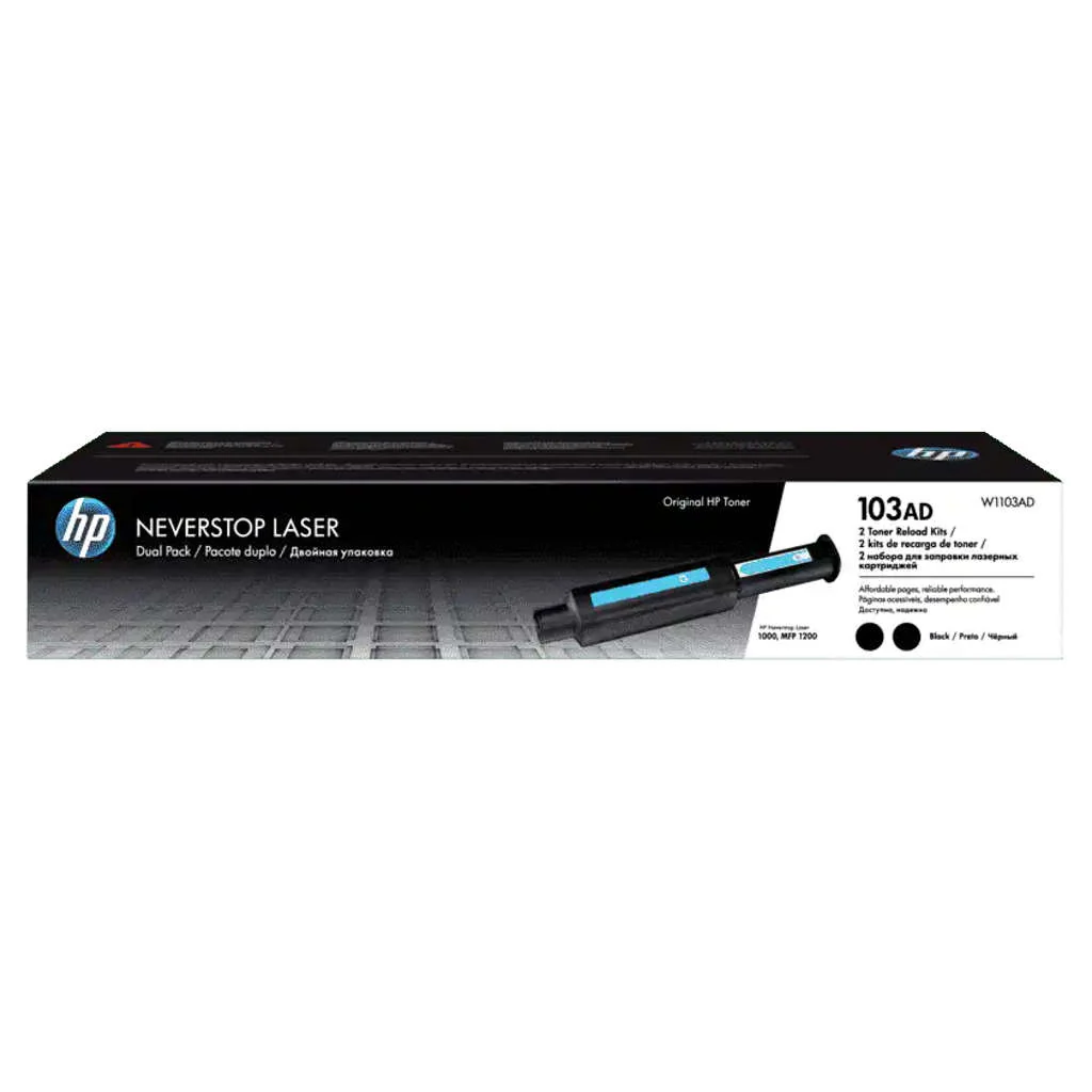 HP 103AD Dual-Pack Black Original Neverstop Laser Toner Reload Kit