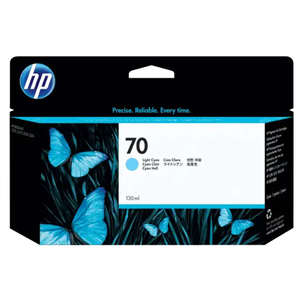 HP 70 130ml Light Cyan DesignJet Ink Cartridge