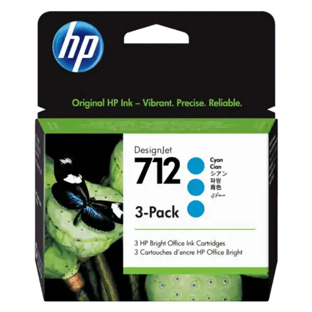 HP 712 3-Pack 29ml Cyan DesignJet Ink Cartridge